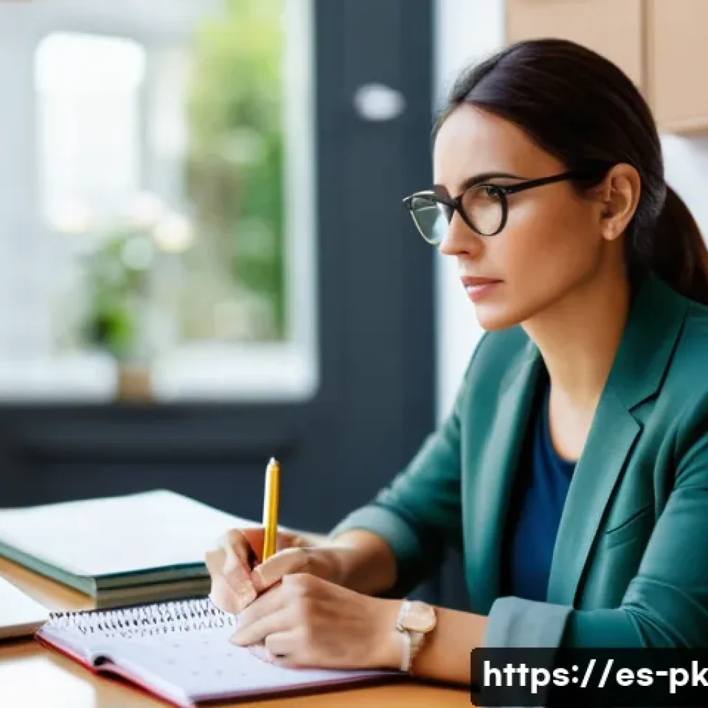 직업 변화에 대한 경력 관리 팁 - A professional Spanish-speaking woman in her 30s thoughtfully reviewing a personal skills inventory ...